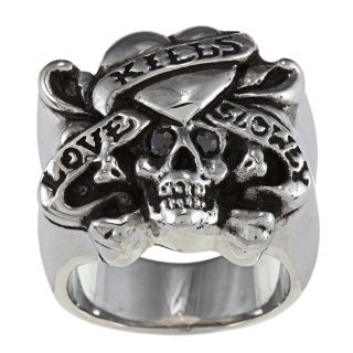 Ed Hardy Stainless Steel Love Kills Slowly Cubic Zirconia Ring