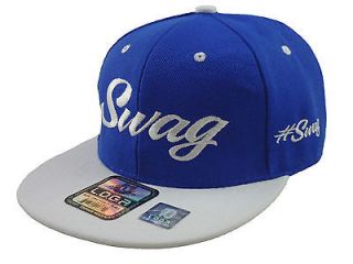 NEW VINTAGE SWAG FLAT BILL SNAPBACK BASEBALL CAP HAT ROYAL BLUE/WHITE