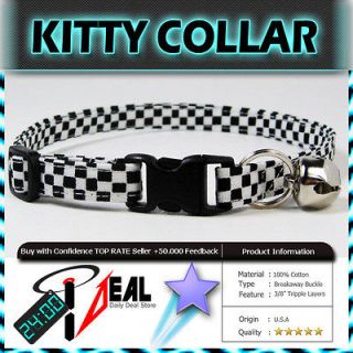 Safety CAT KITTEN Breakaway Collar ~Black & white Checker #2 ~
