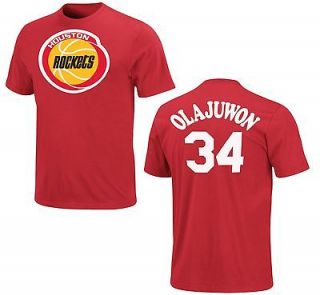 Houston Rockets Hakeem Olajuwon Red Name and Number NBA Jersey T Shirt