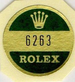ROLEX COSMOGRAPH DAYTONA VINTAGE reference 6263 Caseback Sticker 1970 