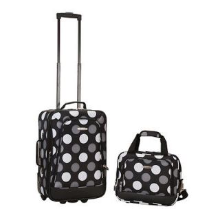 Rockland Expandable New Black Polka Dot 2 piece Lightweight Carr   New 