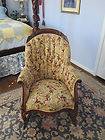 ANTIQUE VICTORIAN SLEIGH ROCKING CHAIR WITH TUFTED TAPESTRY 