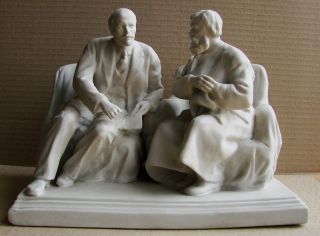 Russian Soviet ussr Sculpture Bust figurine porcelain Lenin & Peasant 