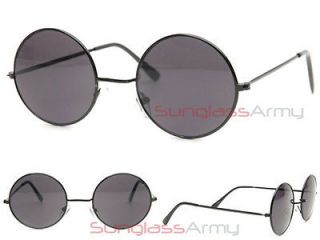 SUPER DARK LENS Blackd Out ROUND CIRCLE FRAME Sunglasses small 