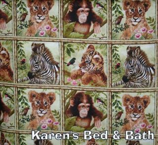 Baby Wildlife Safari Patch Monkey Zebra Tiger Lion Fabric Material FQ