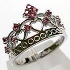 MAGNIFICENT PINK ROYAL CROWN 925 STERLING SILVER RING SIZE 5.25