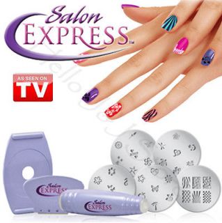 Professional Nail Art Stamping Kit Finger Stencil Salon Express 100 