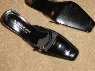 Giannetti Italy black leather mule slide heel shoe 7.5 B