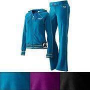 NWT $45 Womens FILA Sport Black, Blue or Purple Velour Jacket or Pants 