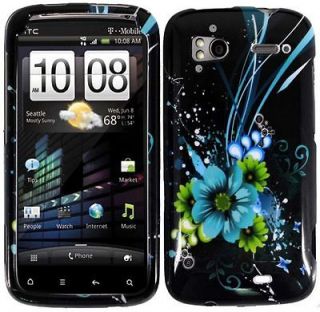 For T Mobile HTC Sensation 4G Cute Blue Flower Skin Snap on Hard Case 