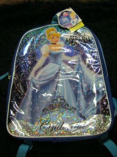 New Disney Princess Cinderella sparkle back pack book bag school 