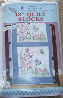   Embroidery 18 Quilt Blocks FLOWERS & BUTTERFLIES quilt squares
