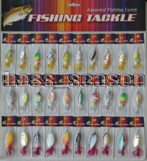    30 Pcs Assorted Fishing Lure Spinner Baits Hooks Free Shiping