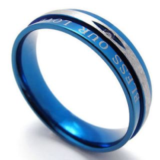  Silver BLESS OUR LOVE Stainless Steel Band Mens Ring Size 9 W20675