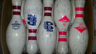   OF 10 USED BOWLING PINS AMFLITE II   MAX USBC APPROVED TARGETS, ART