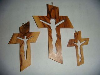 CROSS  CRUCIFIX/DOVE CUT OUT, OLIVE WOOD HAND CARVED SOUVENIR FROM THE 