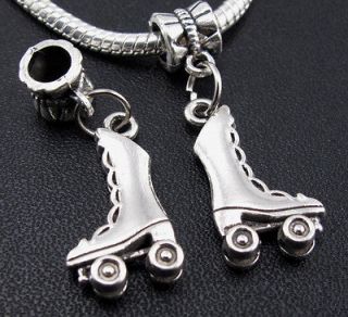   Tibetan Silver Roller Skates Fashion Dangle Charms Beads Fit Bracelet