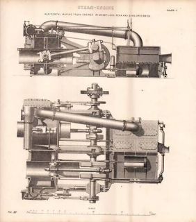 1868 PRINT STEAM MARINE TRUNK ENGINE JOHN PENN & SONS