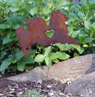Rusty Metal Pom Pomeranian Dog Angel Memorial Garden Art Yard Stake