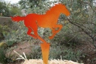 Horse Art New! Metal Garden Stake Metal Running Horse Yard Art