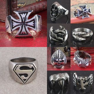   Gothic Cool Punk Rock Mens Stainless Steel Finger Ring Gifts Jewelry