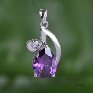 Amethyst 925 Sterling Silver Purple Crystal Jewelry Pendant Fit 