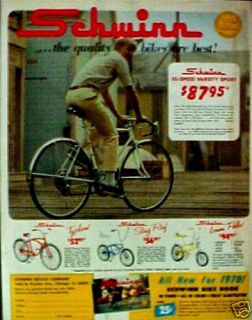 1970 Schwinn Lemon Peeler~Sting Ray Boys Bicycles The Quality Bikes 