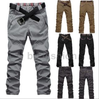   Straight Chino Pants Skinny Crop Jeans Trouser Plaid Decorative Edge
