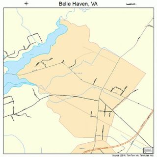 Belle Haven Virginia STREET & ROAD MAP VA atlas poster