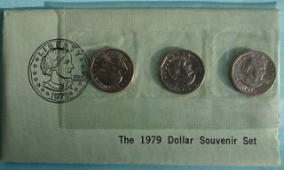 1979 PDS Susan B Anthony 3 Coin United States Mint BU Souvenir Set SBA