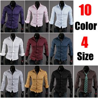10 Colors Long Sleeves Fashion Style design Mens Slim fit Casual Dress 