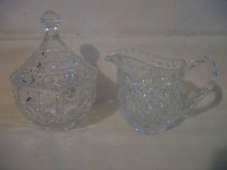 Crystal Bubbles Buttons Creamer Sugar Bowl with Lid Unknown Maker