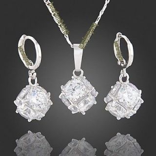 18K white gold Gp Swarovski Crystal ball jewelry set 868