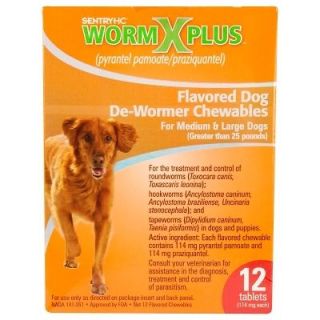 Worm X Plus   Medium /Large Dogs 25lbs   12 tabs Exp. Date 04/2015