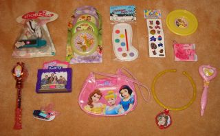 x3 pc DISNEY PRINCESS TOY LOT Doll Bag Wand Bell Icarly Necklace Disc 