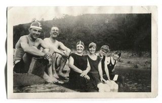   Vintage 1900s Edwardian Photo Men & Women in Swimsuits & Swim Caps