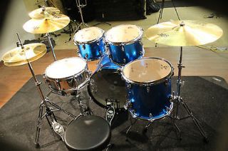   H3 5pc Euro Drum Set w/ Hardware + Cymbals, Metallic Blue New