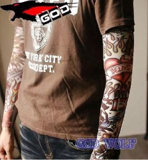 T09 Nylon Stretchy Fake Tattoo Sleeve Arm Stocking new,Goth Punk