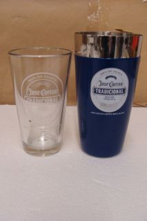 JOSE CUERVO SILVER TEQUILA STAIN SHAKER WITH GLASS NEW