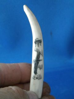 Scrimshaw deer antler tip pipe tamper #1 Extra fine details real 