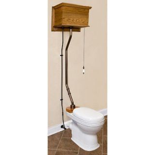 Oak High Tank Toilet   REAR OUTLET   Polished Brass
