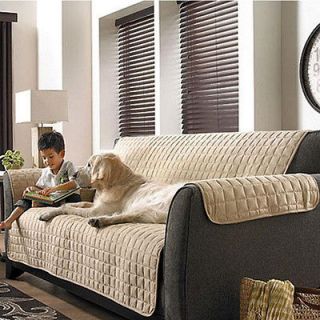 PC Beige Soft Micro Suede Couch Sofa Pet Furniture Protector Slip 