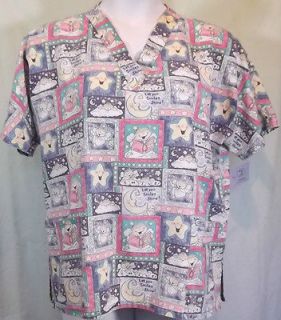   Smiling stars, Moons and Clouds Scrub Top Also Cute Angel Large