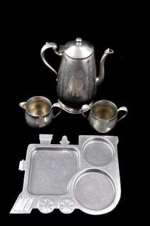 VTG Four (4) Piece Coffee Tea Serving Set Train York Metalworks Cream 