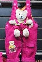 Baby toddler Pink Red Dungarees With Teddy Bear new