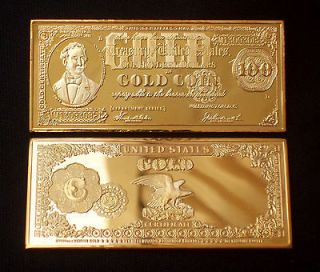 OZ 1884 SERIES $100 BENTON GOLD CERTIFICATE .999 FINE GOLD/COPPER 