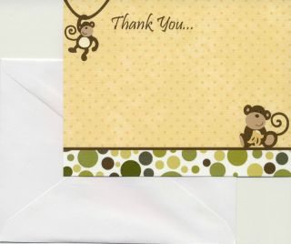 24 Printed Cocalo Monkey Time Baby Shower Thank You Cards