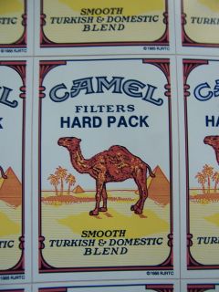 vintage cigarette camels vending machine stick on labels 6 sheets 1985 