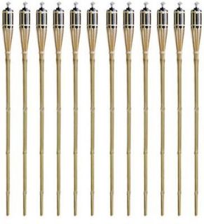 TIKI TORCHES BAMBOO SET OF 12 EACH ~48 INCHES~ NEW REFILLABLE METAL 